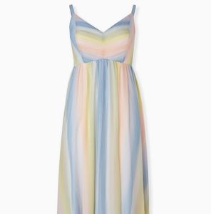 TorridPlus Size - Maxi Chiffon Pleated Dress pastel rainbow dress